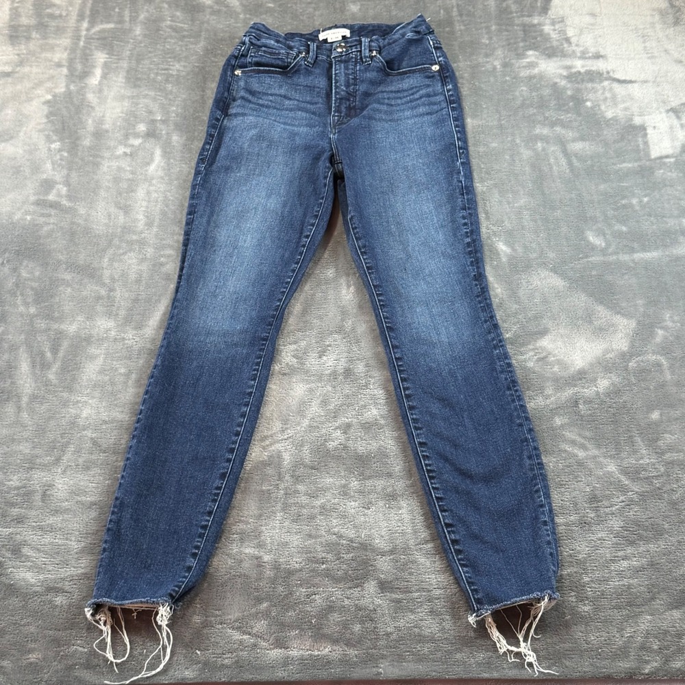 Good American Good Legs Skinny Jeans Dark Wash Raw Hem 2/26 High Rise GLRE873T